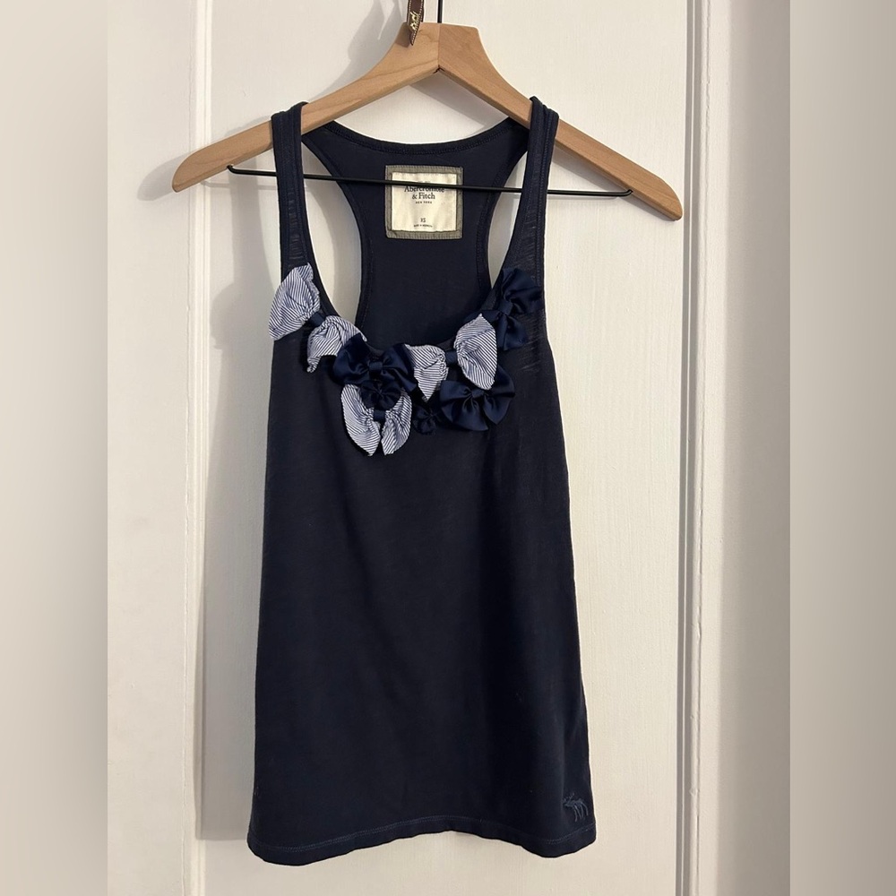Abercrombie & Fitch Dark Blue Tank Top with Floral Details